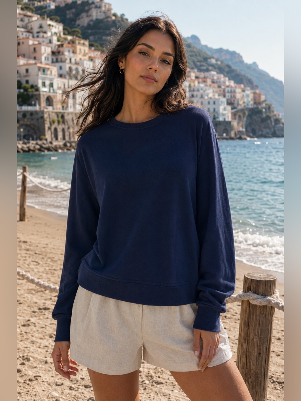 Elegant Navy Crew Neck Sweater